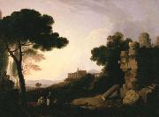 Richard Wilson Landscape Capriccio with Tomb of the Horatii and Curiatii, and the Villa of Maecenas at Tivoli Sweden oil painting artist